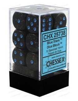 Chessex Speckled 16mm 12D6 Dice Set Blue Stars