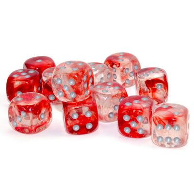 Chessex Nebula 16mm 12D6 Dice Set Red/Silver Luminary