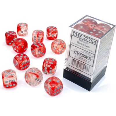 Chessex Nebula 16mm 12D6 Dice Set Red/Silver Luminary
