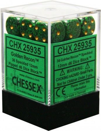 Chessex Speckled 12mm 36D6 Dice Set Golden Recon