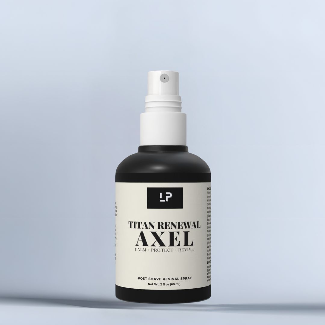 itan Renewal AXEL Aftershave Spray 2oz bottle – caffeine, niacinamide, and DMAE men’s skincare