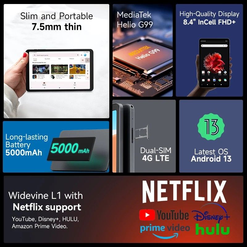 Truantv-Mini tableta iPlay50 PRO, Netflix L1, 8,4 pulgadas, 13 Android, Helio G99, 8GB de RAM, 128/256GB de ROM, Tarjeta SIM Dual, iPlay50 Mini PRO INCLUYE UN AÑO DE SERVICIO TRUANTV