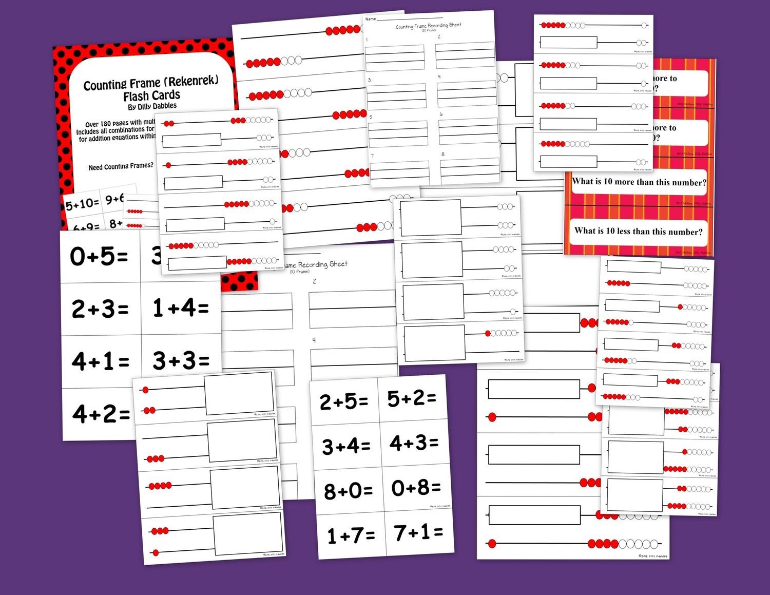 Counting Frame (Rekenrek) Flash Card Set