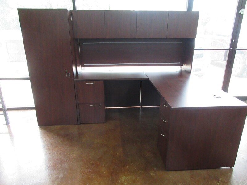 Clearance! HON Mod L-Desk with Hutch and Wardrobe