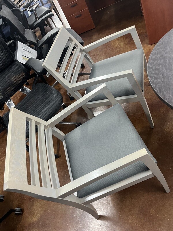 Demo Clearance! Slat Back Grey Guest Chairs 2pk