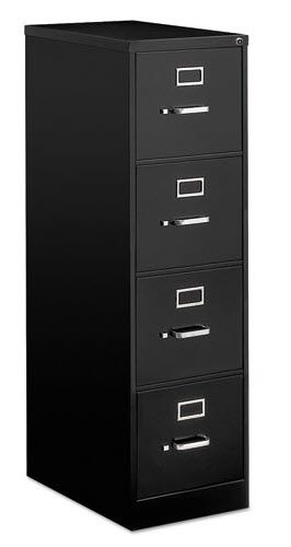 Economy Vertical File, 4 Letter-Size File Drawers, Black, 15&quot; x 25&quot; x 52&quot;