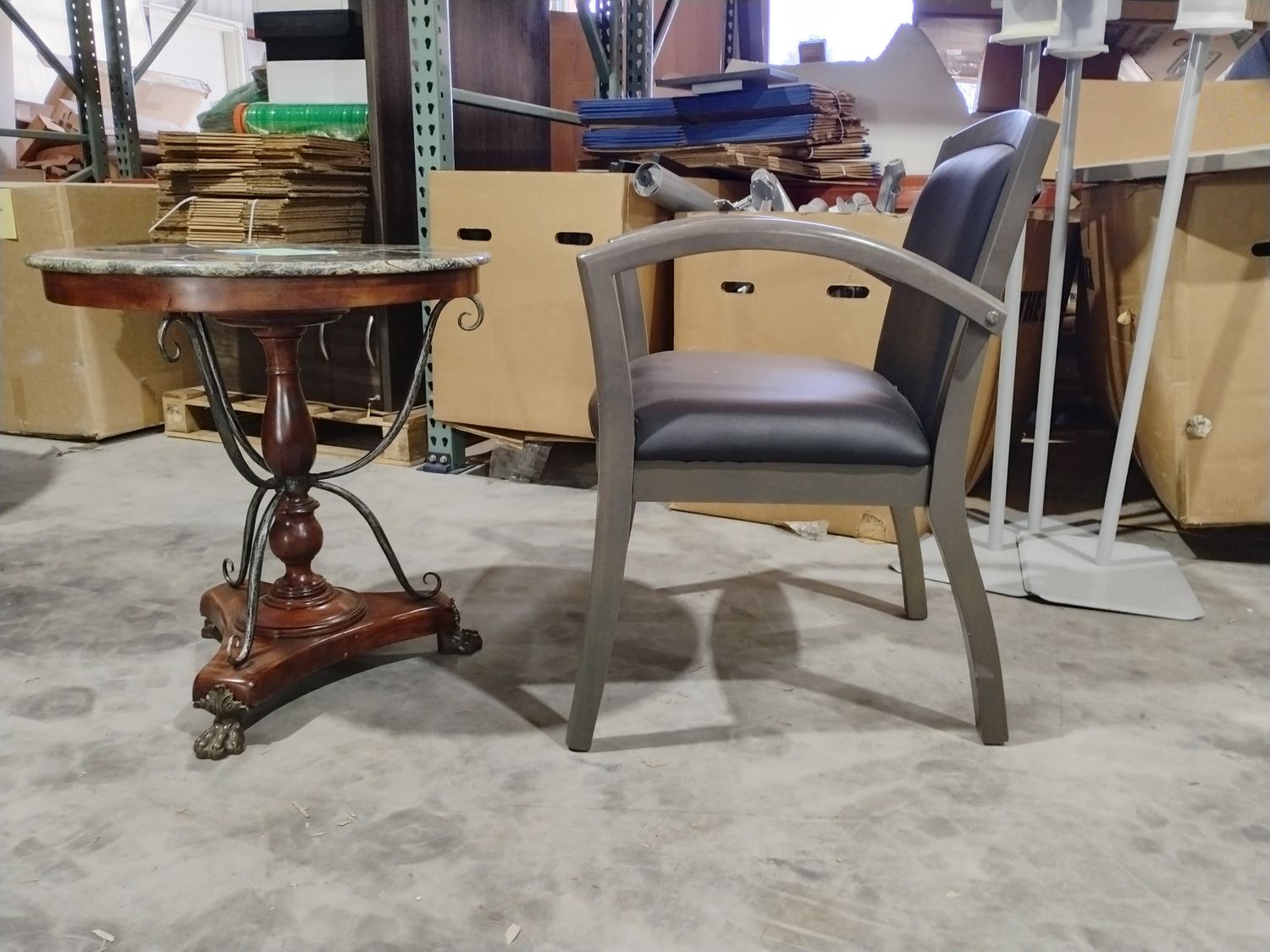 Clearance! Round Side / Lamp Table With Marble Top
