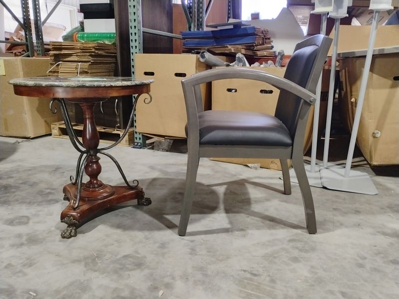 Clearance! Round Side / Lamp Table With Marble Top