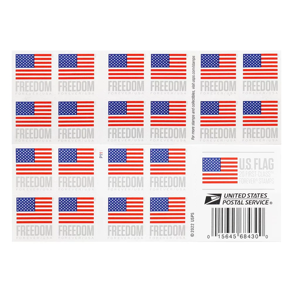 100 - 2023 Forever Stamps US Flag First Class Postage Stamps ( 5 Booklets of 20 Stamps )