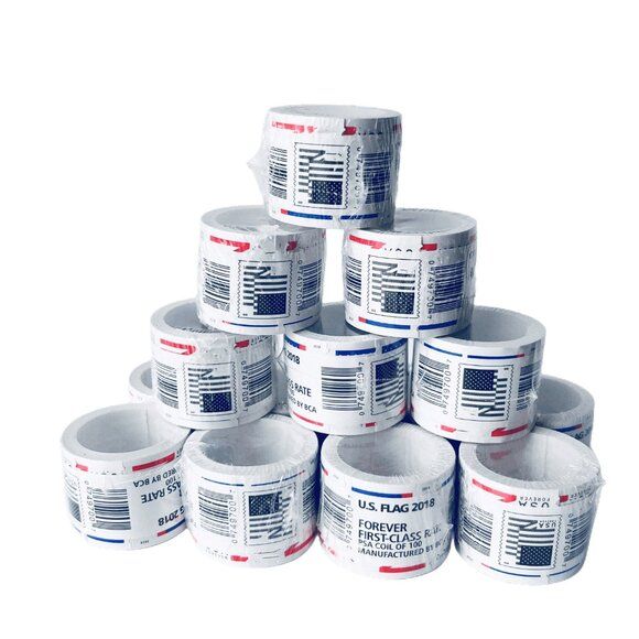 (10) 2024 Forever Stamps US Flag First Class Postage Stamps Coil of 100 PCS/Roll
