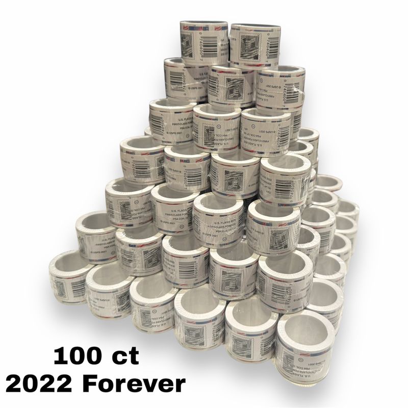 ( 100 )  2022 Forever Stamps US Flag First Class Postage Stamps Coil of 100 PCS/Roll