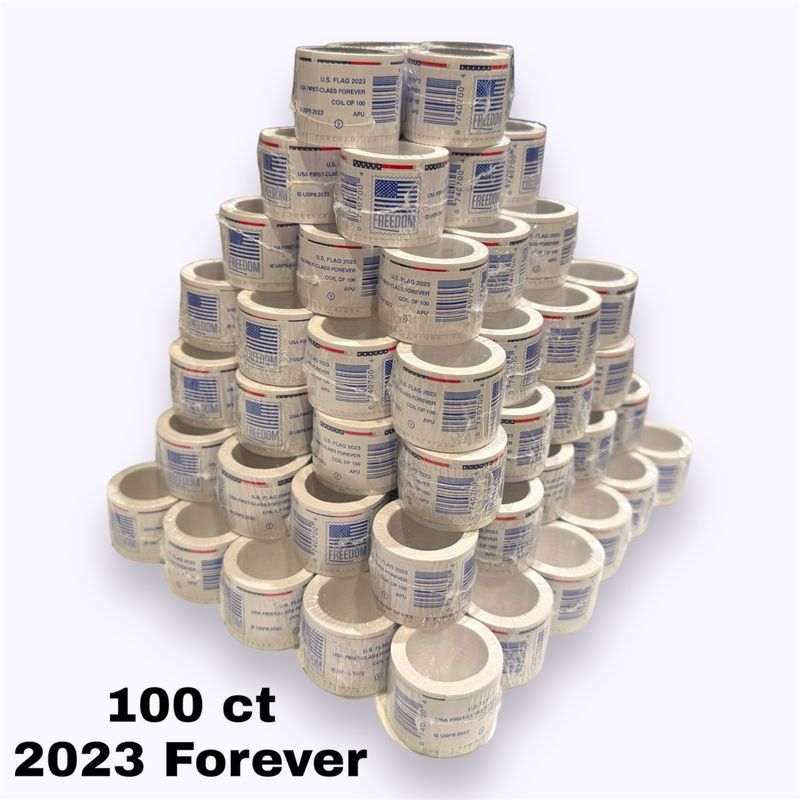 ( 100 )  2023 Forever Stamps US Flag First Class Postage Stamps Coil of 100 PCS/Roll