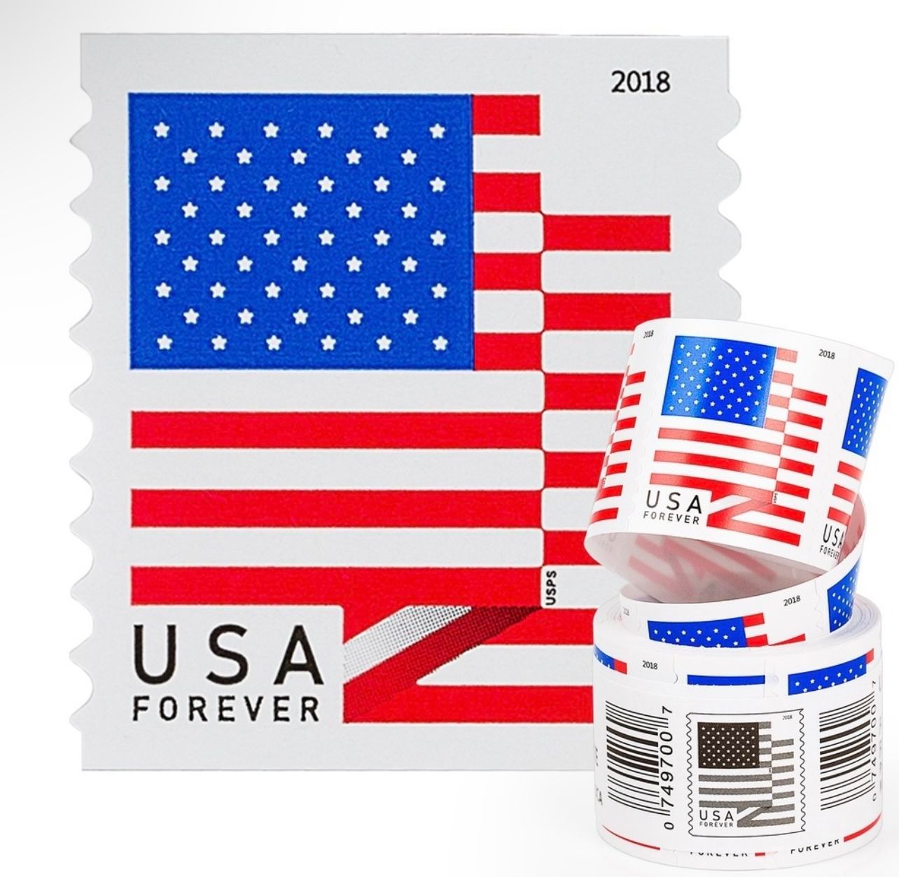 2018 Forever Stamps US Flag First Class Postage Stamps Coil of 100 PCS/Roll