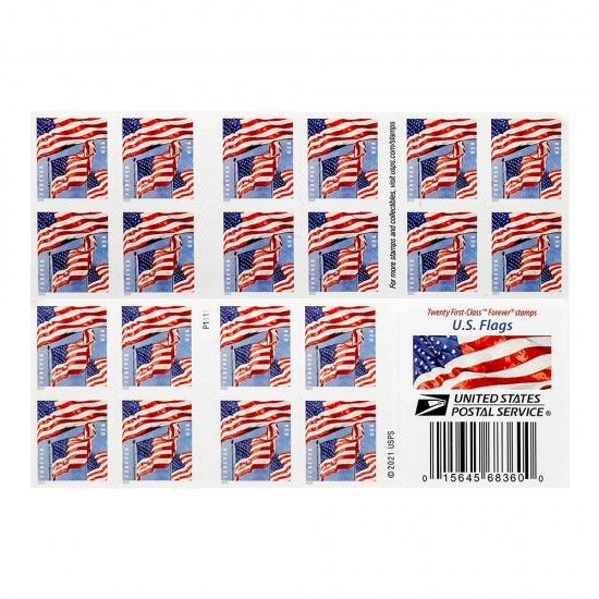 100 - 2022 Forever Stamps US Flag First Class Postage Stamps ( 5 Booklets of 20 Stamps )