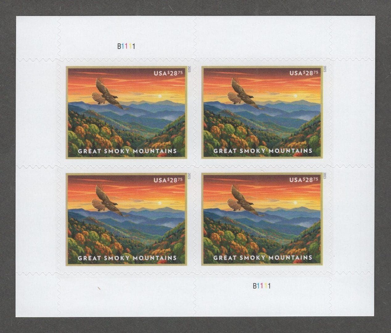 $28.75 Great Smokey Mountains Stamps - Sheet of 4 ( Great For Flat Rate Express )