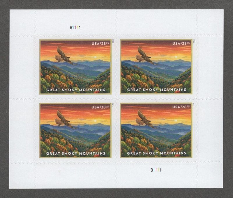 $28.75 Great Smokey Mountains Stamps - Sheet of 4 ( Great For Flat Rate Express )