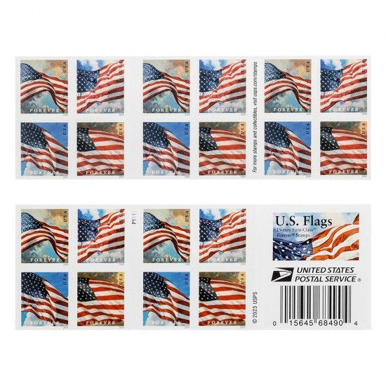 100 - 2024 Forever Stamps US Flag First Class Postage Stamps ( 5 Booklets of 20 Stamps )