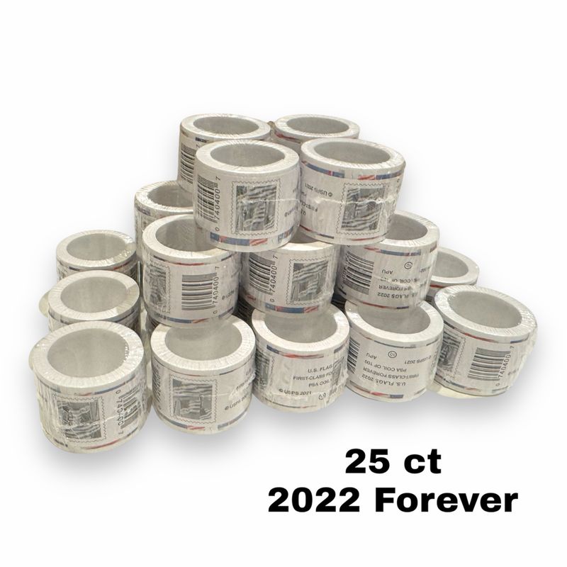 ( 25 )  2022 Forever Stamps US Flag First Class Postage Stamps Coil of 100 PCS/Roll