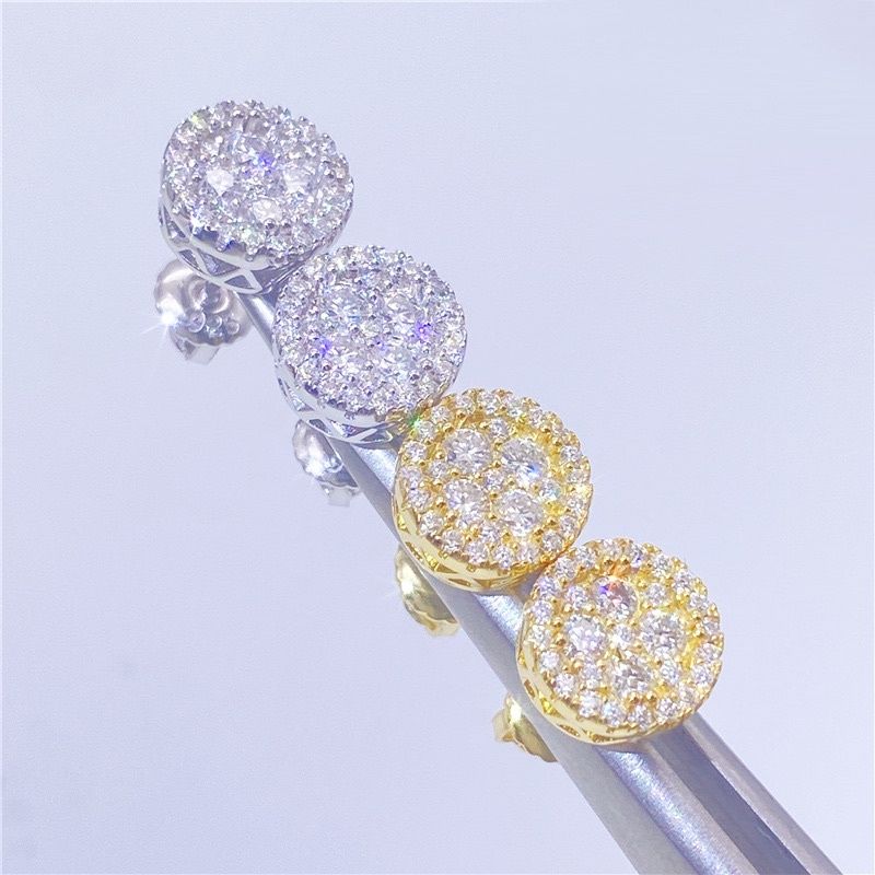 8mm Round Cluster Earrings, Colour: White Gold