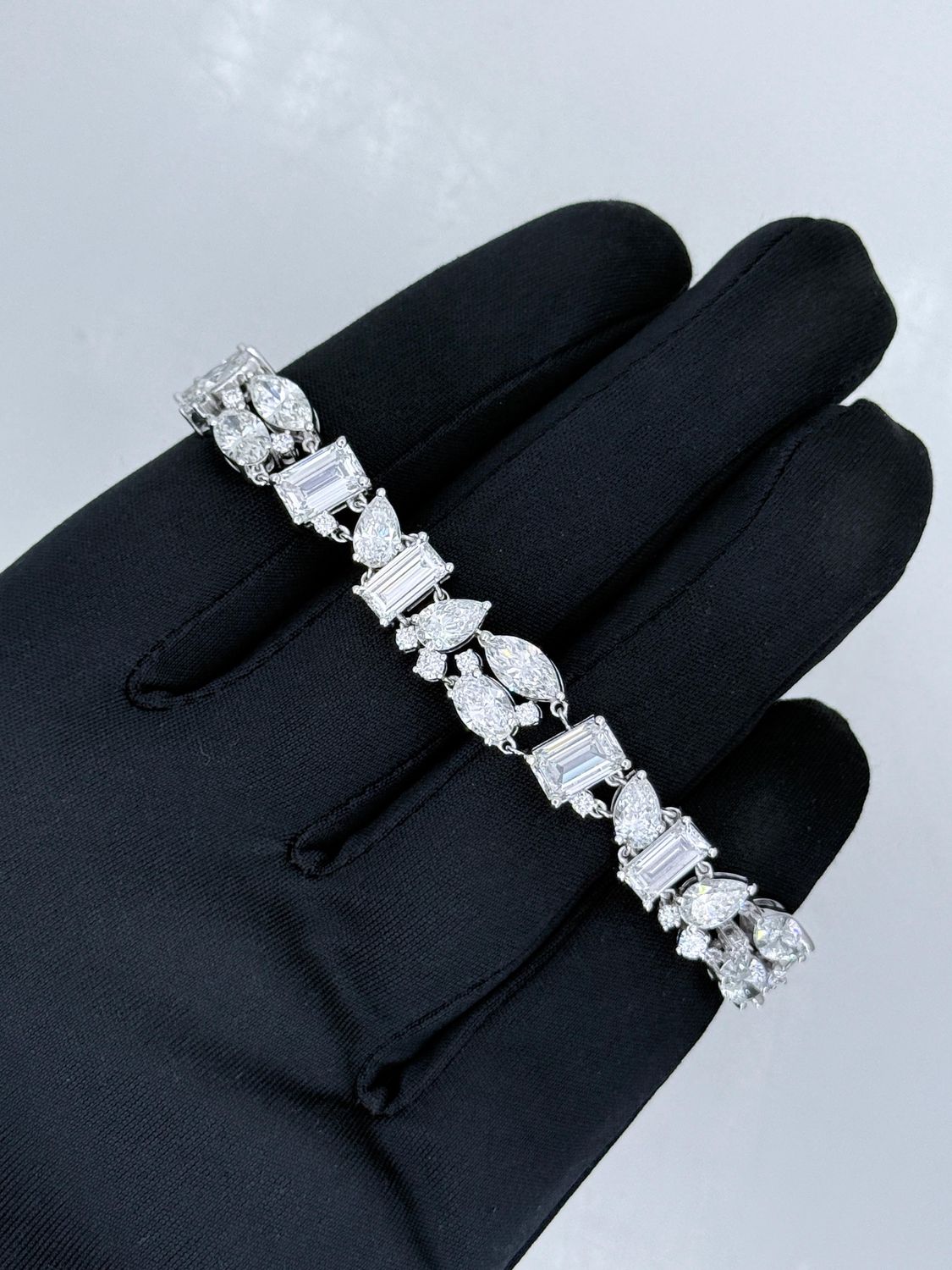 14k White Gold Multi Diamond Cut Bracelet
