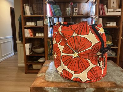 Kinchaku Bag - Red Flower
