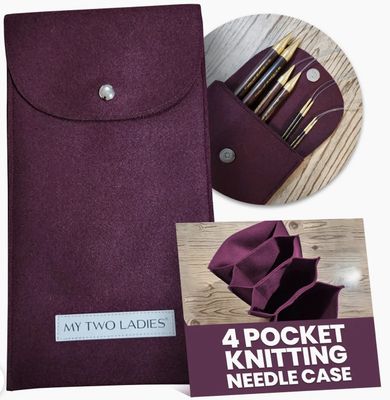 4 Pocket Needle Case - Burgundy