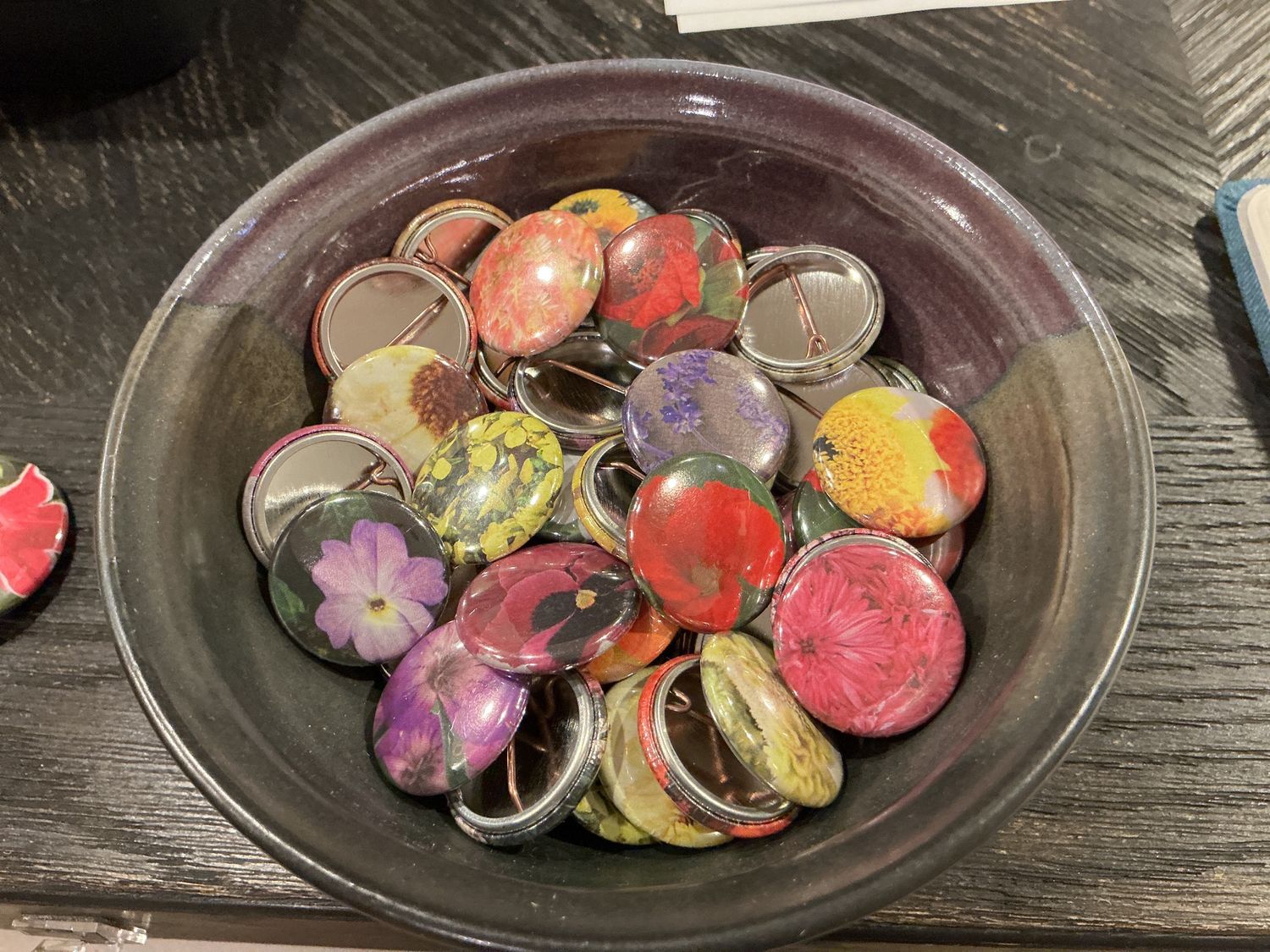 Recycled Flower Plant Pins 1 inch