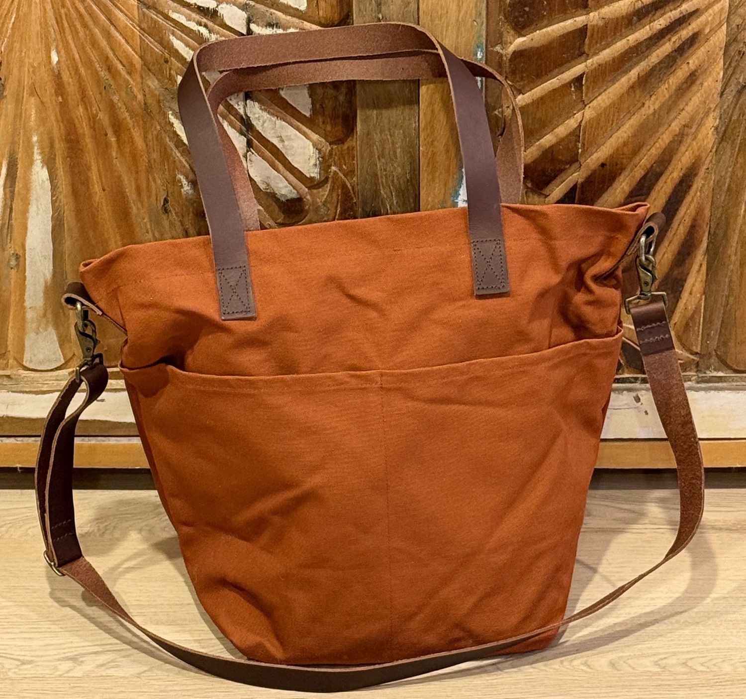 Canvas Crossbody Project Tote - Rust