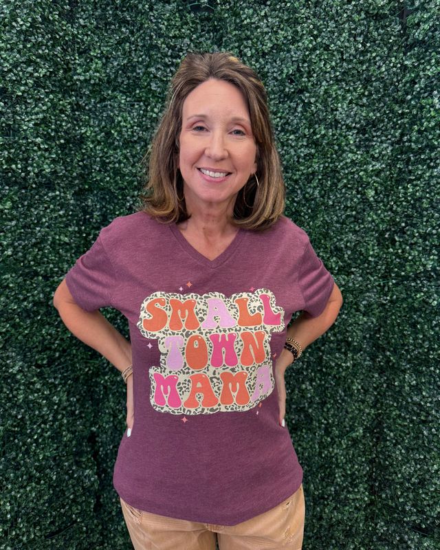 Jane Marie Small Town Mama Maroon T Shirt