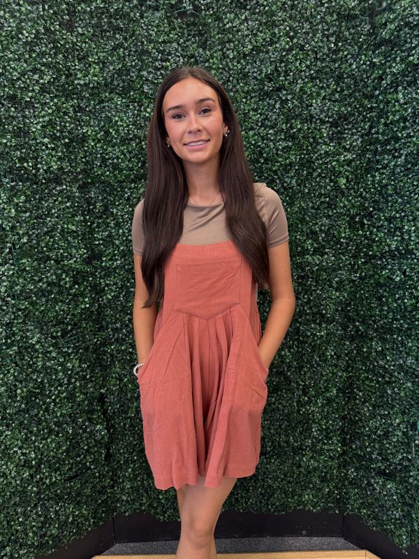 Camellia Linen Overall Romper Marsala