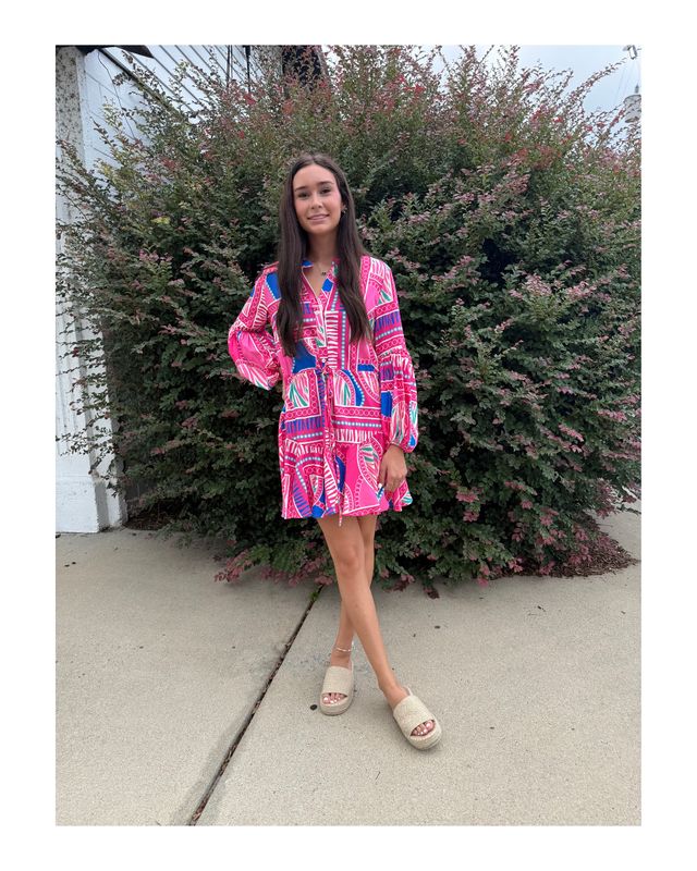 Lavender J Balloon Sleeved Dress Pink