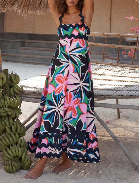 Pink Ripple Black Pink MIDI Dress