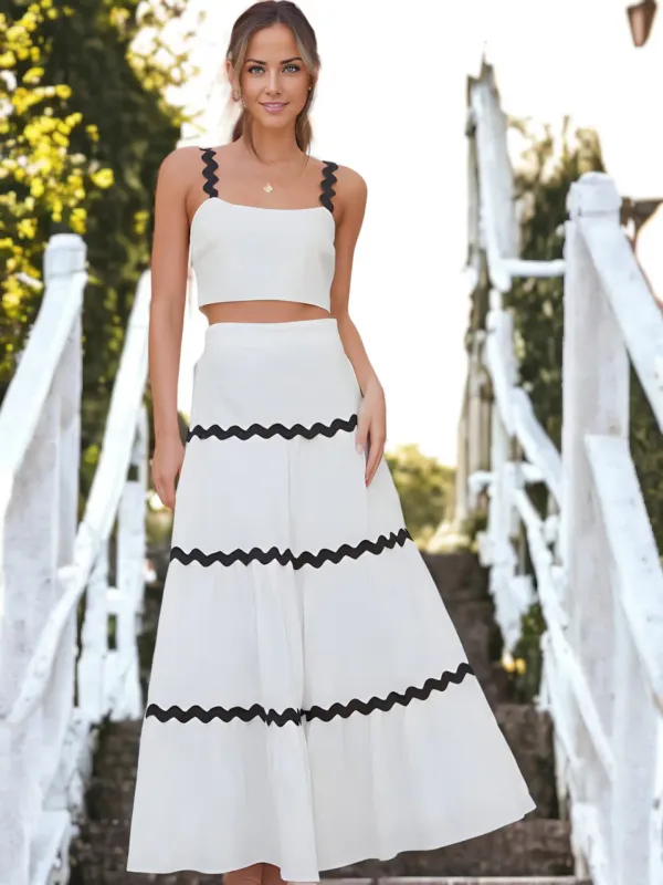 Two-Piece Set with Ruffle Skirt and Cropped Top