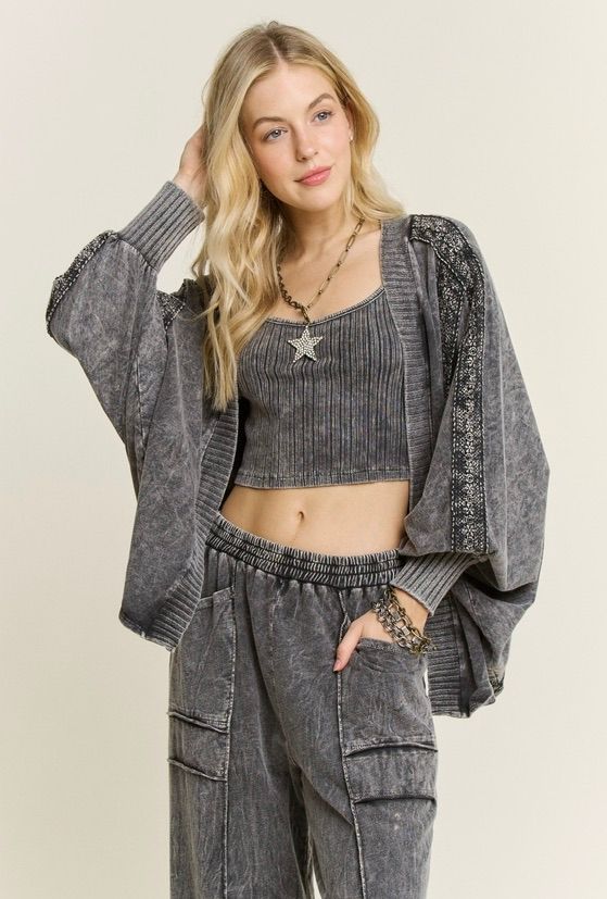 J Her Batwing Cardigan Ash Black