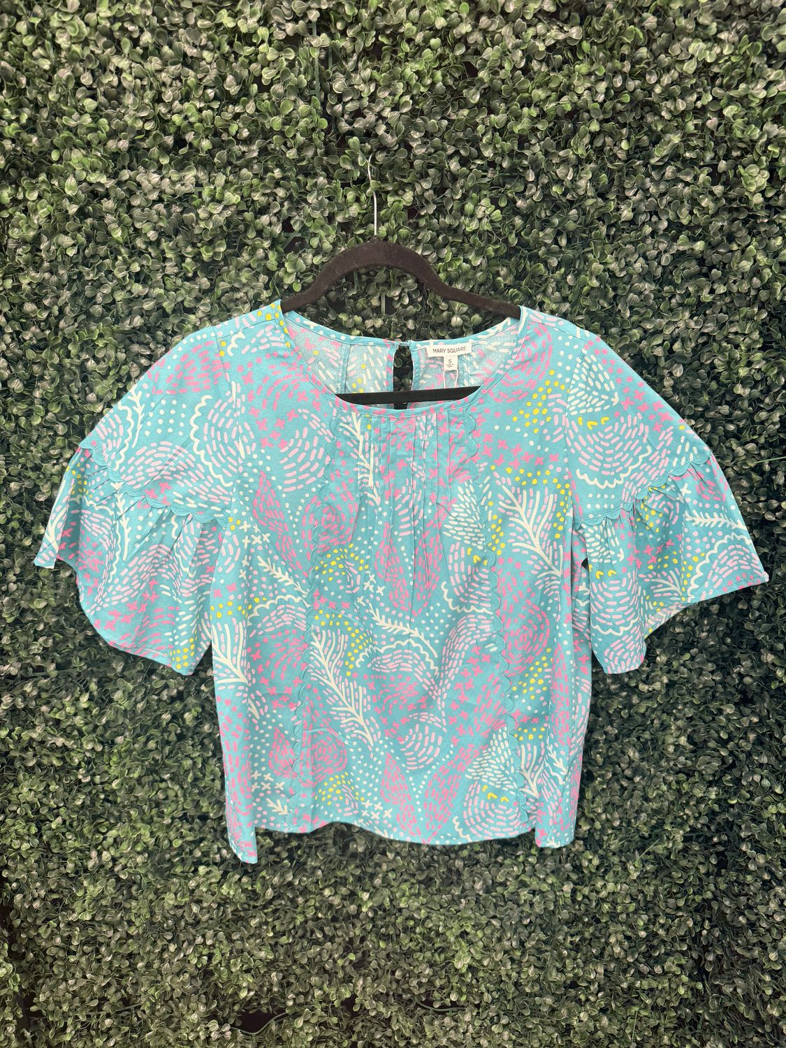 Mary Square Jane Mango Mosaic Blue Top