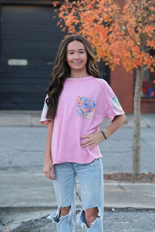 J Her Mineral Wash Top Pink