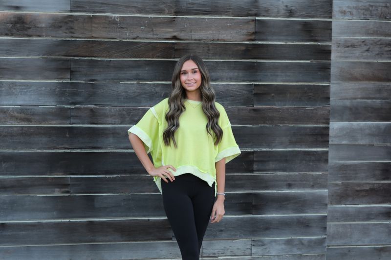 J Her Reverse Contrast Banded Top Lime