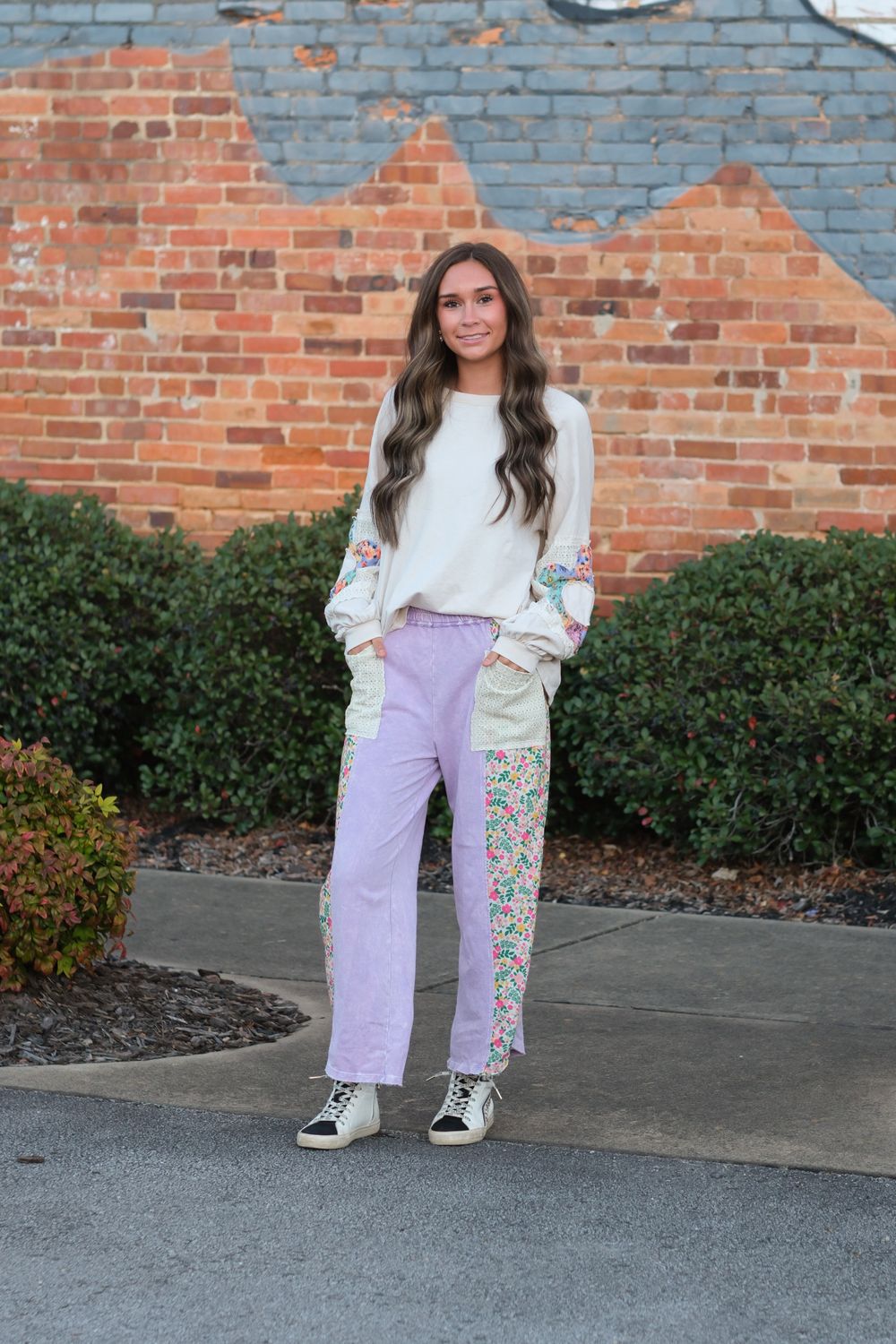 J Her Floral Patch Terry Sweatshirt Cream