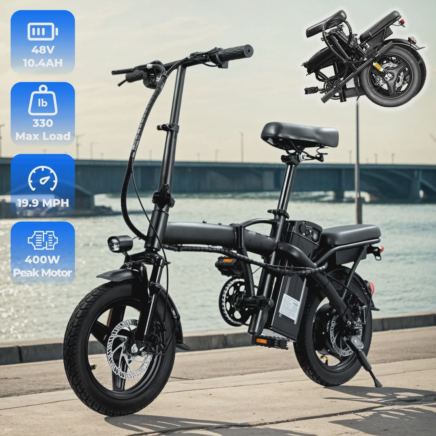 Terrosor T5 Electric Bicycle 14" Foldable Portable E-Bike