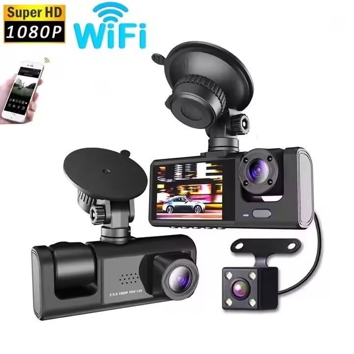 Cámara Testigo Auto Seguridad 3 Lentes (Delantera, Trasera, Interior)