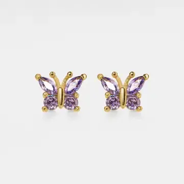 Earrings, design: Amethyst Butterfly Stud Earrings in 925 Sterling Silver