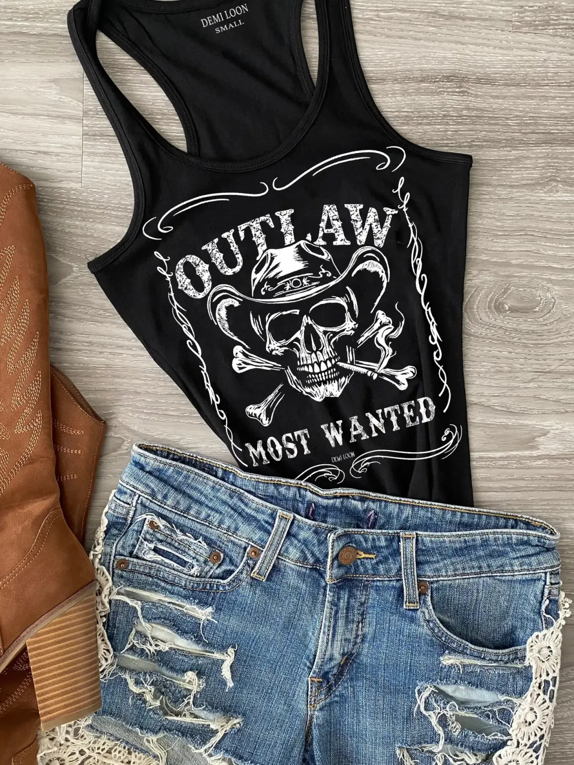 Outlaw Skull Cowboy Graphic Tank