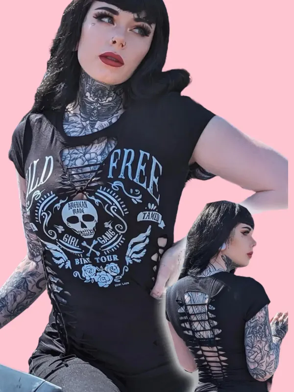 Wild and Free RibCage Slash Biker Tee
