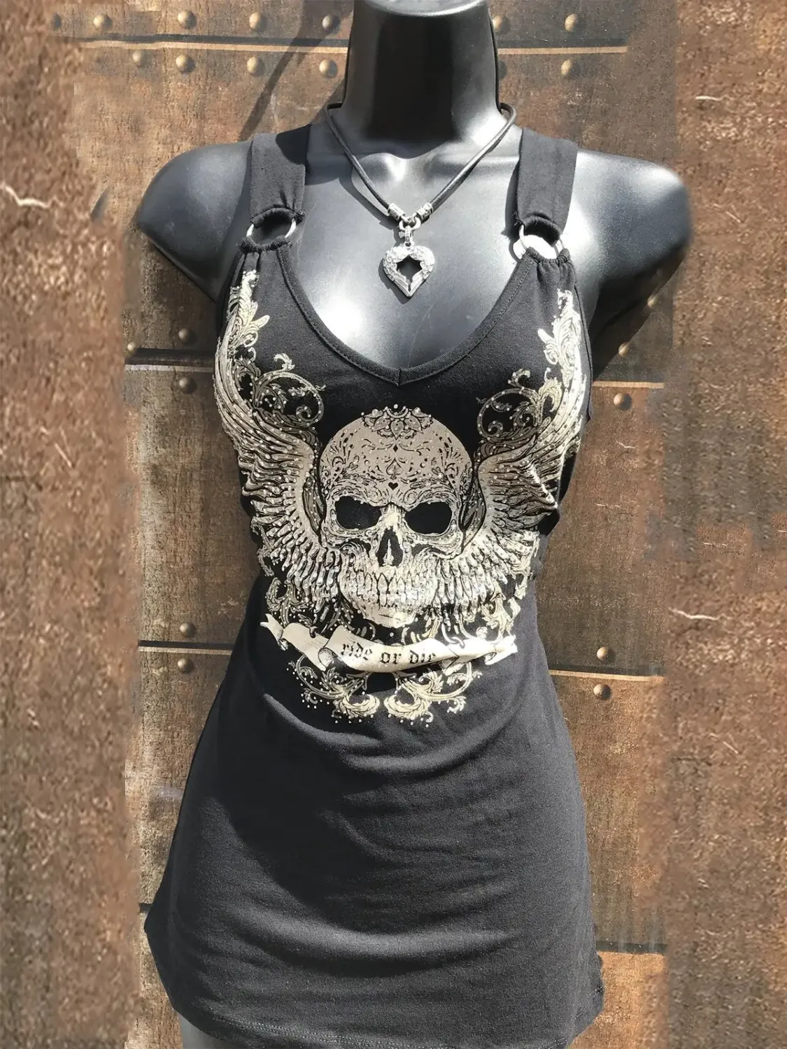 Angel Skull Printed Tank Top