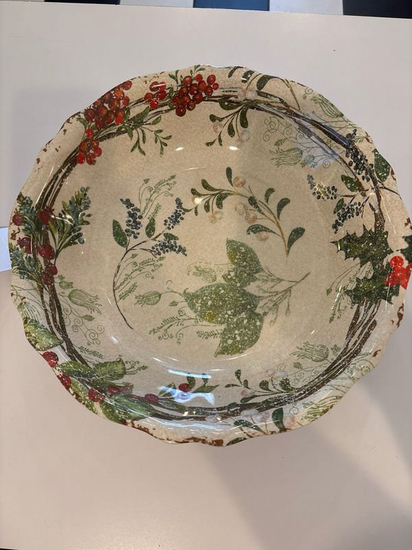 Christmas Bowl With Berry Trim