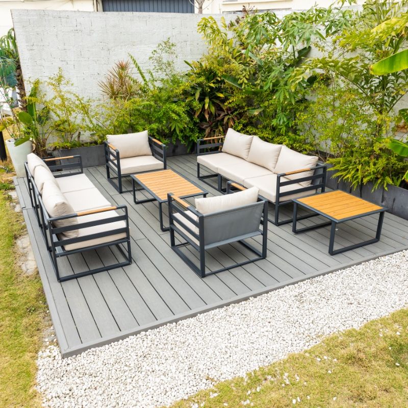 Sofa Set -Gray Frame - Cream Cushion