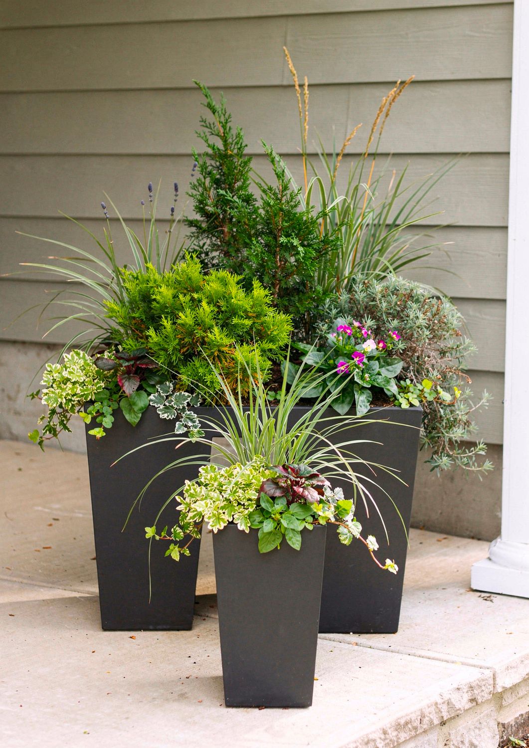 Tapered Rectangular Fiber Clay Planters - Black