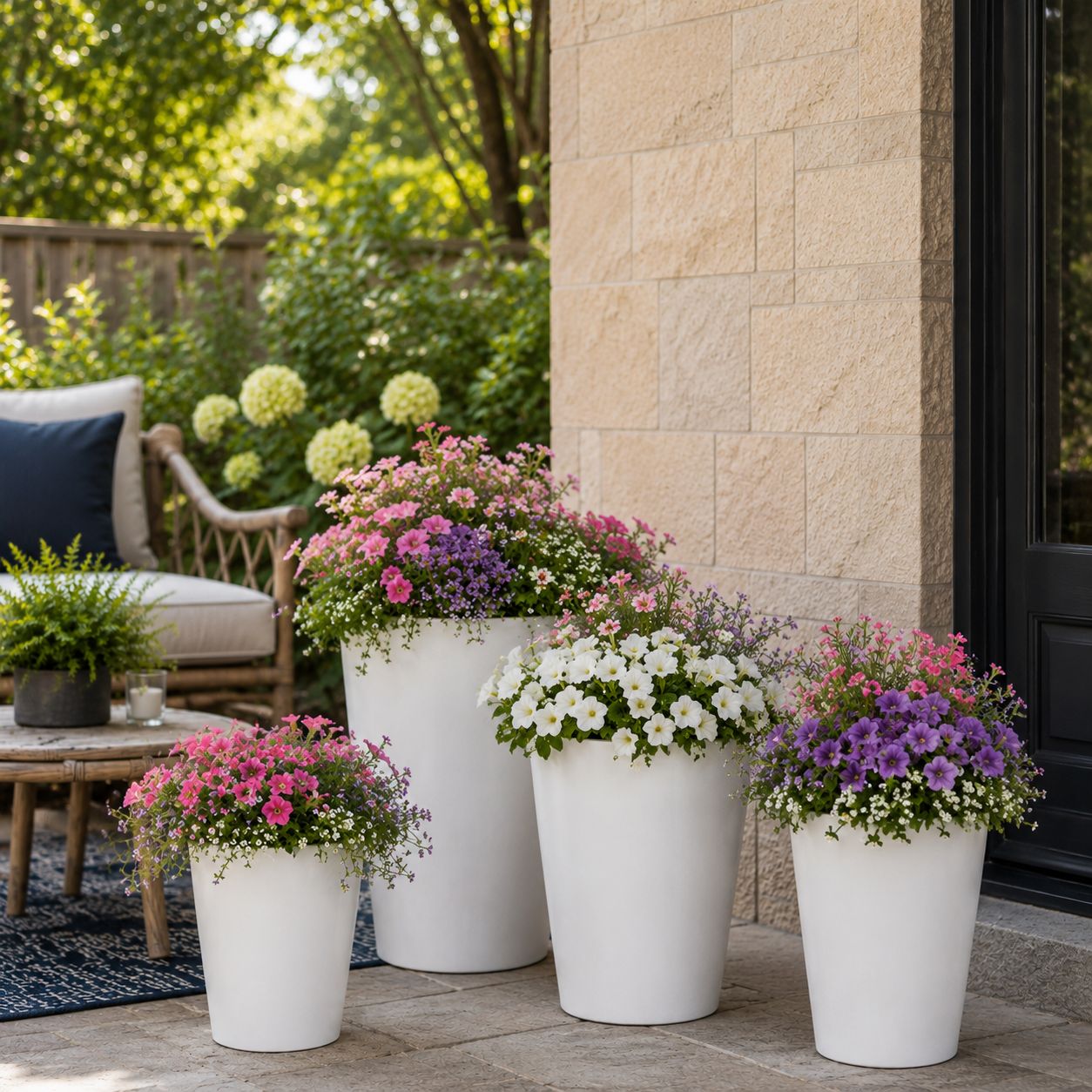 Modern Round Fiber Clay Planters - White
