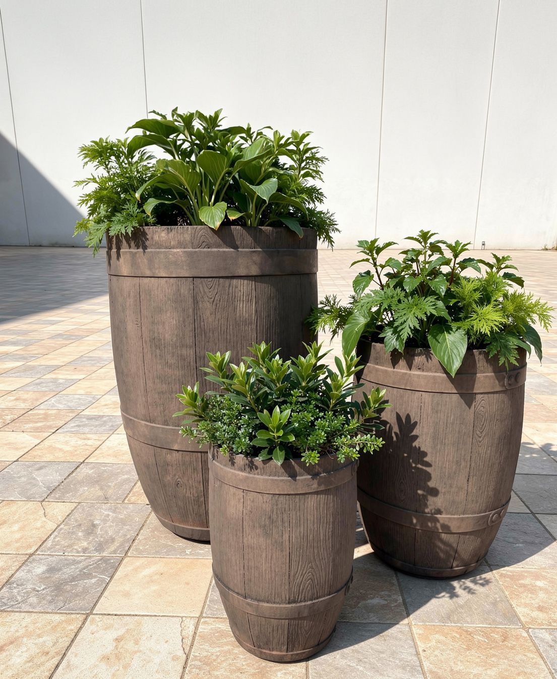 Rustic Barrel Fibre Clay Pots