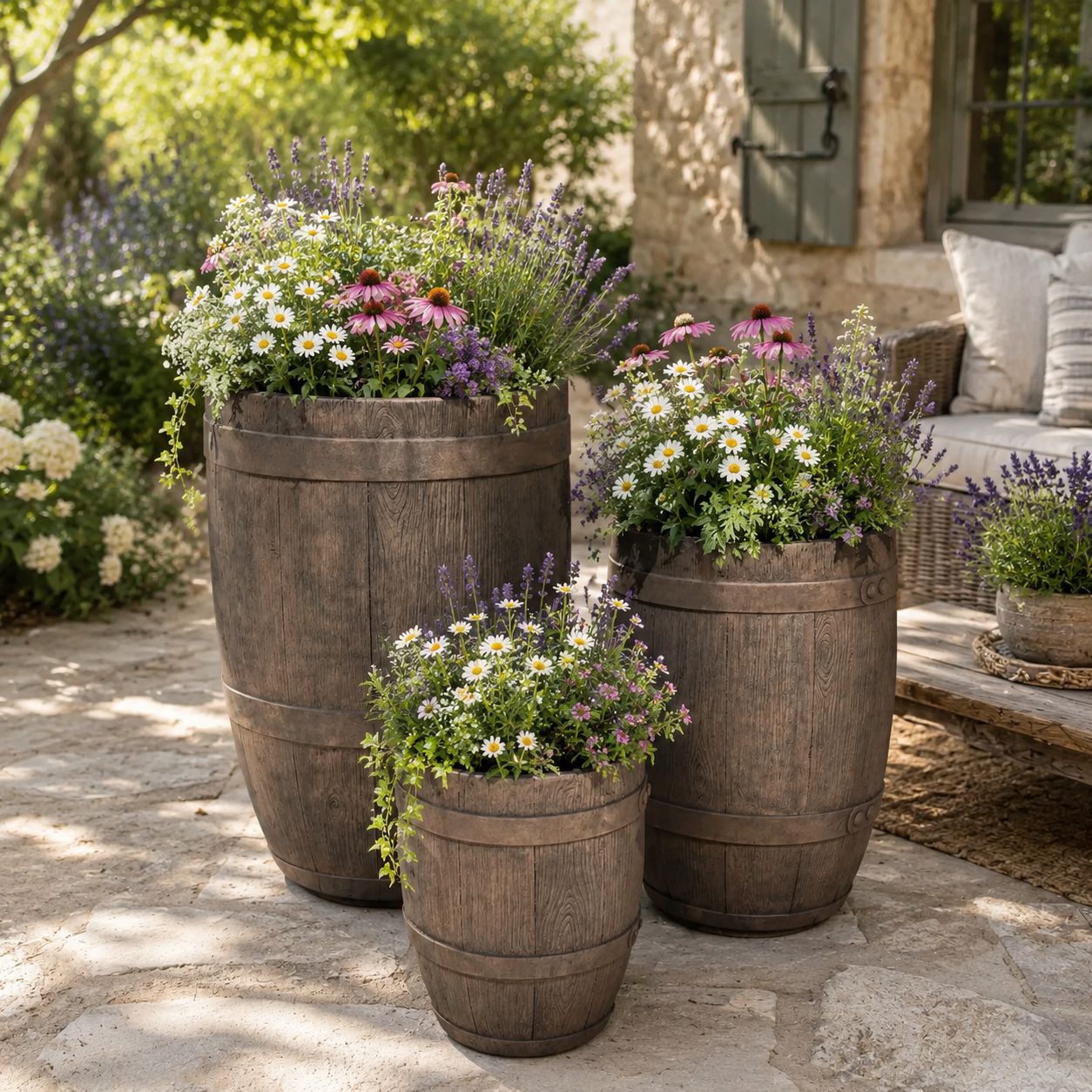 Rustic Barrel Fibre Clay Pots